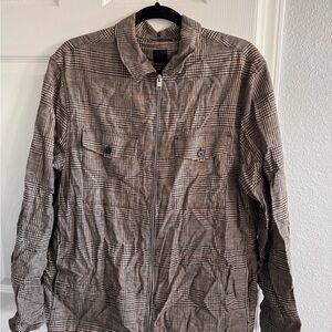 H&M Men's Checkered Lightweight Jacket - Black and Gray